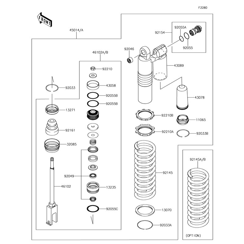 SPRING,REAR SHOCK,K=52N/M - 92145-1746-10 Kawasaki Ersatzteile - kawa