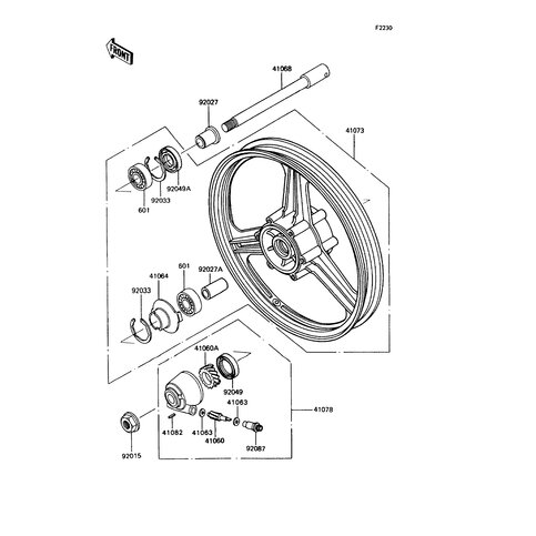 WHEEL-ASSY,FR,GRAY NO - 41073-1573-97 Kawasaki Ersatzteile - kawa-sho