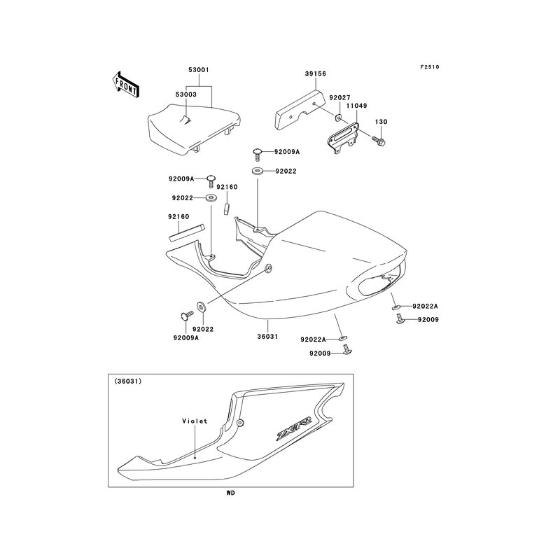 PAD,SEAT COVER,BLACK - 39156-1228-MA Kawasaki Ersatzteile - kawa-shop