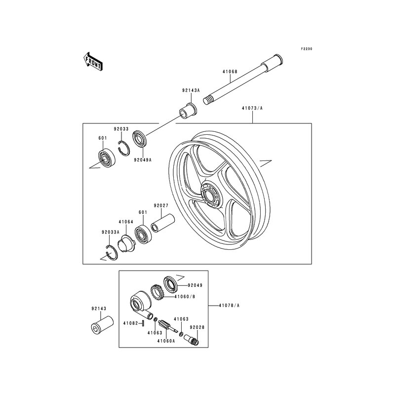 WHEEL-ASSY,FR,P.C.GRA - 41073-1545-JD Kawasaki Ersatzteile - kawa-sho