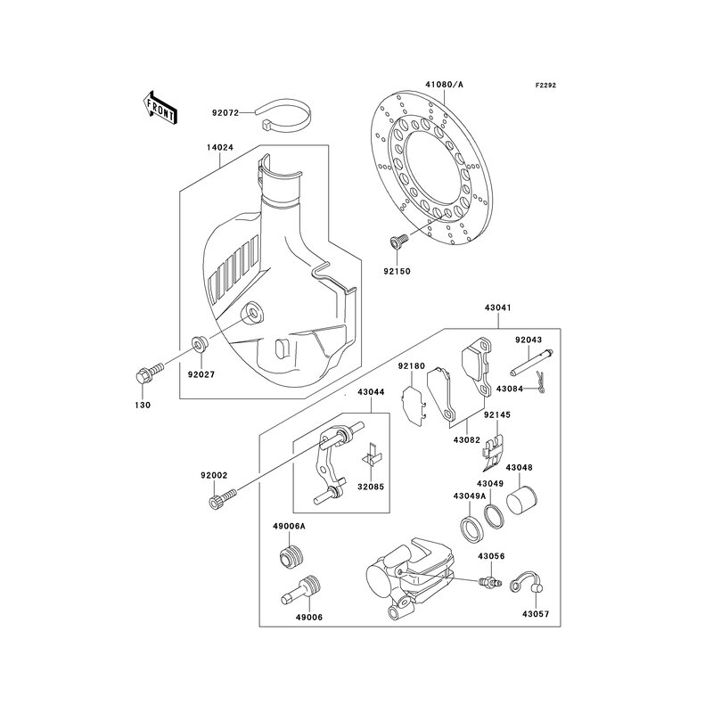 CALIPER-ASSY,FR,LH,SI - 43041-1908-GN Kawasaki Ersatzteile - kawa-sho